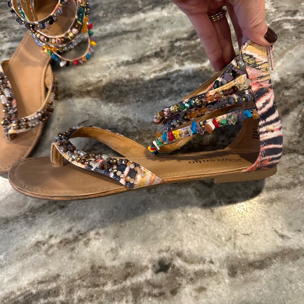 Zigi Soho Colorful Beaded Women's Sandals Size 7.5 - Picture 5 of 14